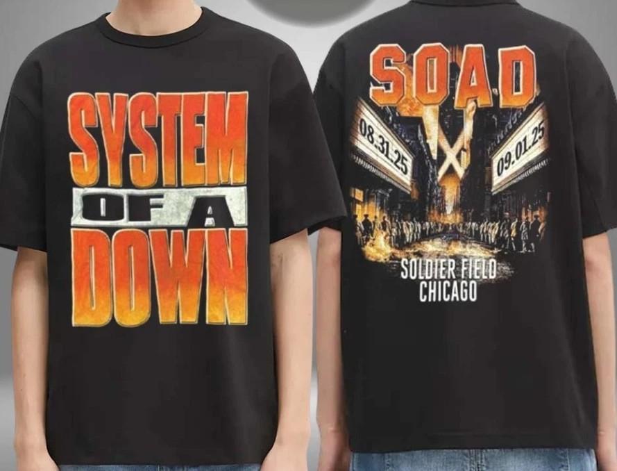

New System Of A Down Soldier Field Chicago 2025 short sleeve shirt Reprint Unisex T-Shirt M