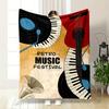 A Blend of Vinyl Records, Piano Keys, Guitar, and Gramophone In Retro Style. for All Seasons Blanket Lunch Break Throw Gift