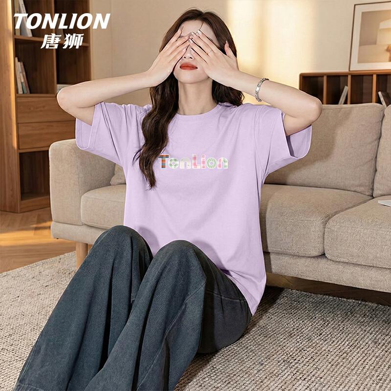 TonLion Women s Loose Fit Pure Cotton Short Sleeve T-Shirt XL