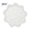 French Style Kitchen Table Accessories Retro Lace Placemat, White Floral Doilies, Embroidered Mat, Washable Pads for Small Tables Sheer Mesh Doily Tea