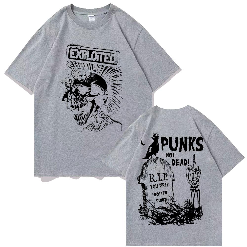 Heißer Verkauf Rockband The Exploited Grafik T-Shirt Punks Not Dead Print T-Shirts Männer Frauen Hip Hop Gothic Punk Übergroße T-Shirts