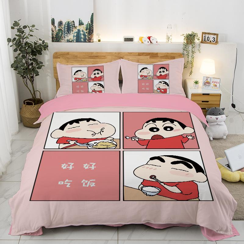 New Style C-Crayon Shin-Chan Bedding Sets Shin-Chan Duvet Cover Bed Set Quilt Cover Pillowcase Kids Adult Single/Double/Queen