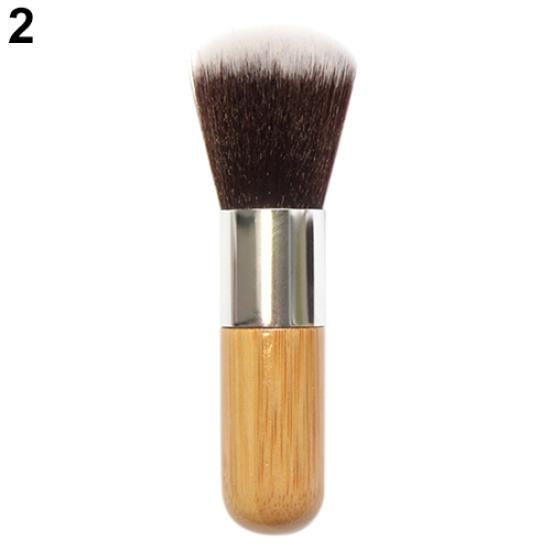 Round Flat Top Bamboo Handle Foundation Powder Brush Cosmetic Makeup Beauty Tool