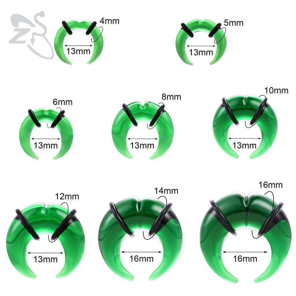 ZS 1 PC Colorful Glass Ear Plug And Tunnel Horn Shape Nose Septum Piercing 00/0/2/4/6G Ears Stretcher Large Gauge Flesh Expander