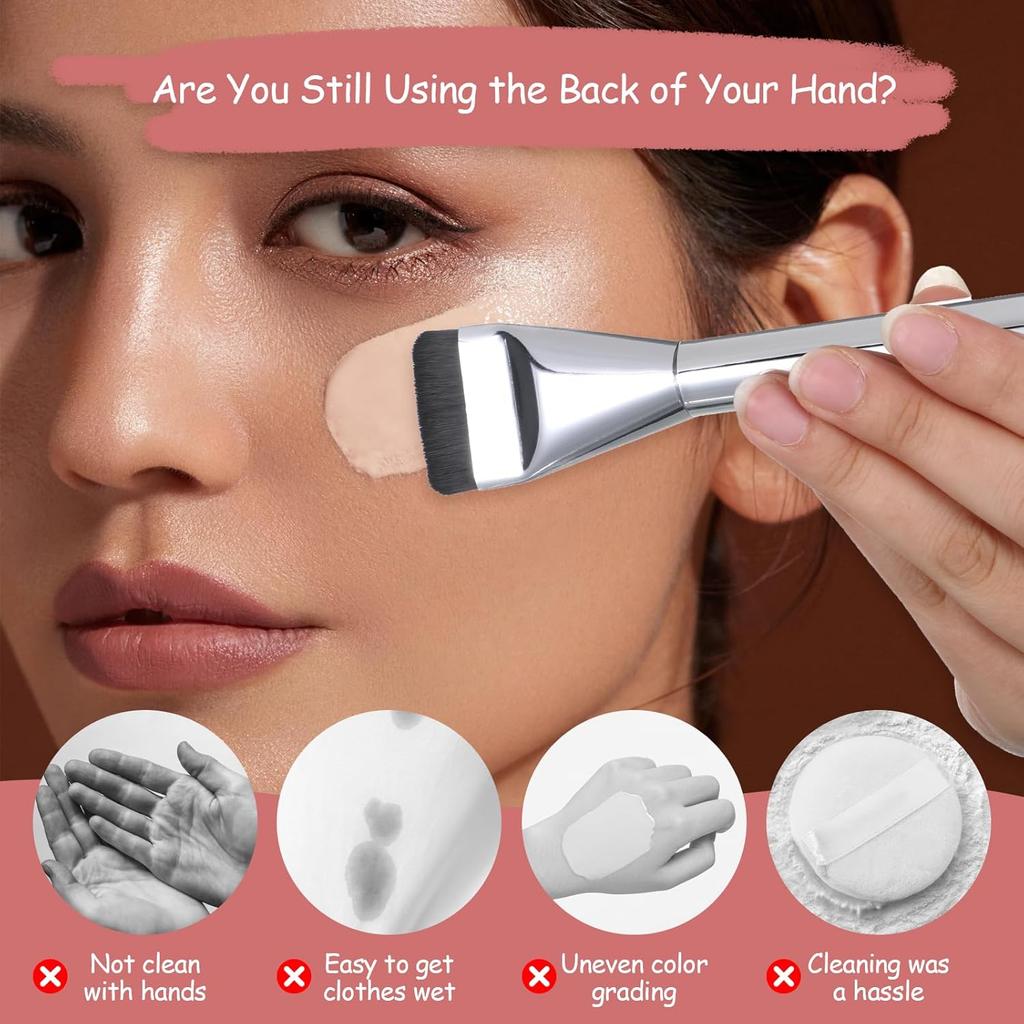 Makeup Mixing Palette Korean Set with Foundation Brush and Spatula, Professional Stainless Steel Heart Makeup Palette Reusable Beauty Tools for