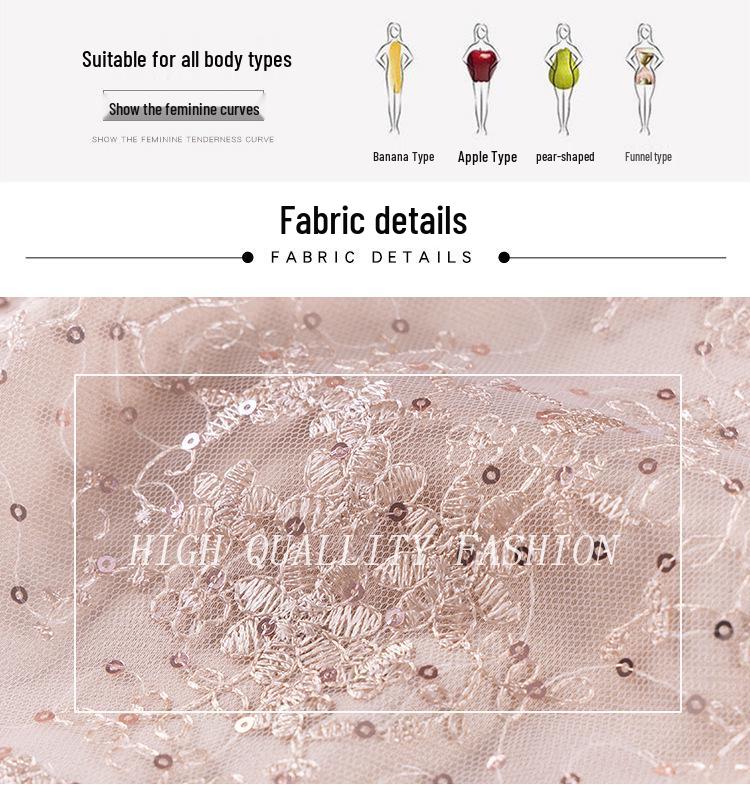 Champagne Qipao Dress - 2024 Spring Collection for Middle-Aged Women