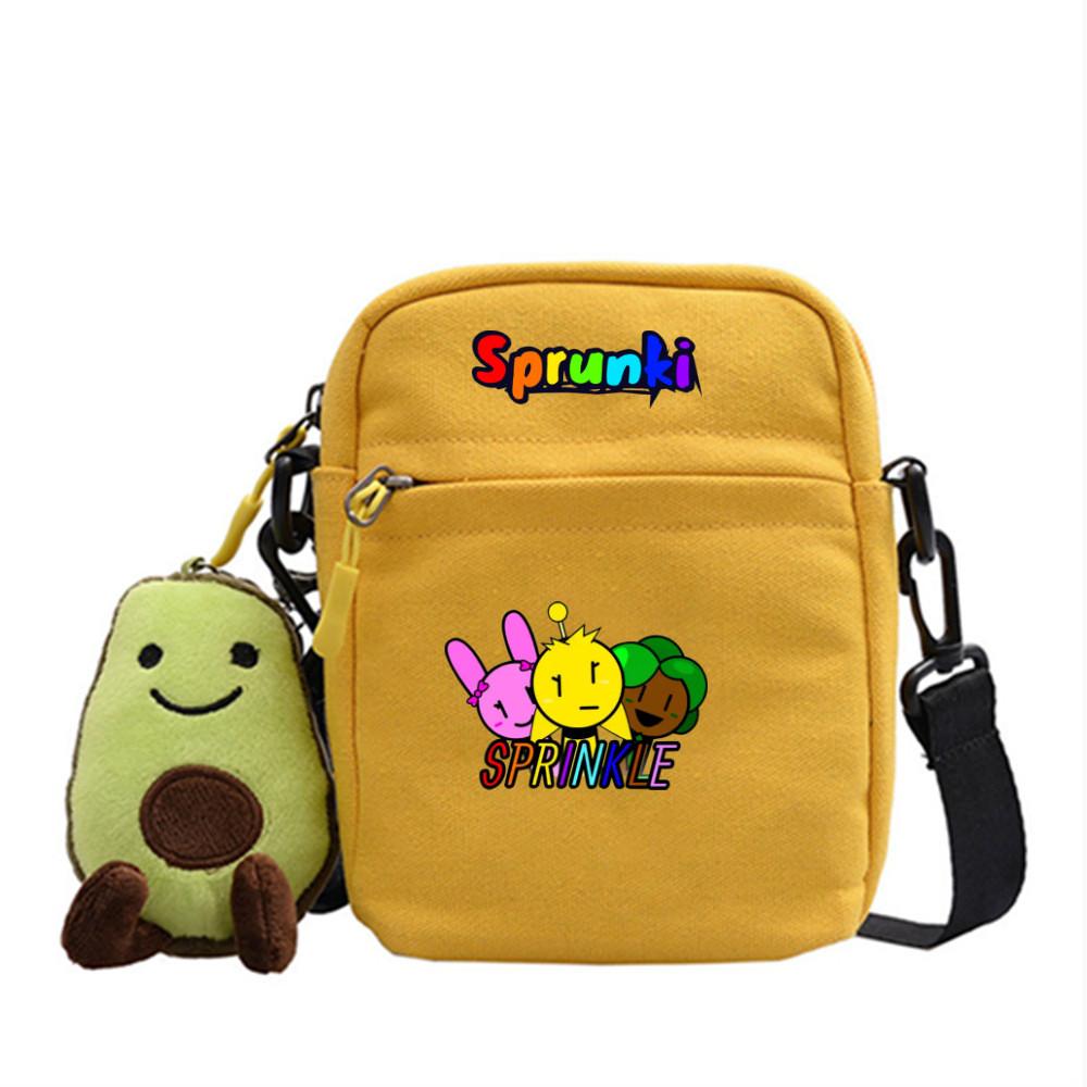 Sprunki Cartoon Rhythm Box Mini Crossbody Bag Canvas Street Fashion For Girls And Teens
