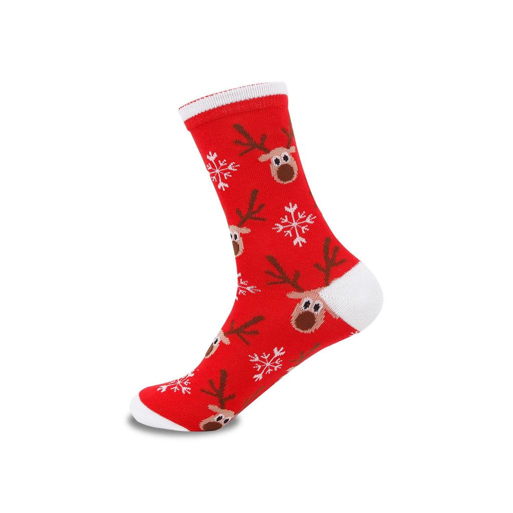 Autumn Santa & Reindeer Christmas Mid-Tube Cotton Socks for Men & Women - Trendy and Comfortable