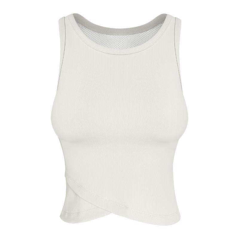 

Женский ударопрочный жилет для йоги с нагрудной подушечкой - Дизайн без рукавов с перекрестной спинкой для бега и фитнеса. L