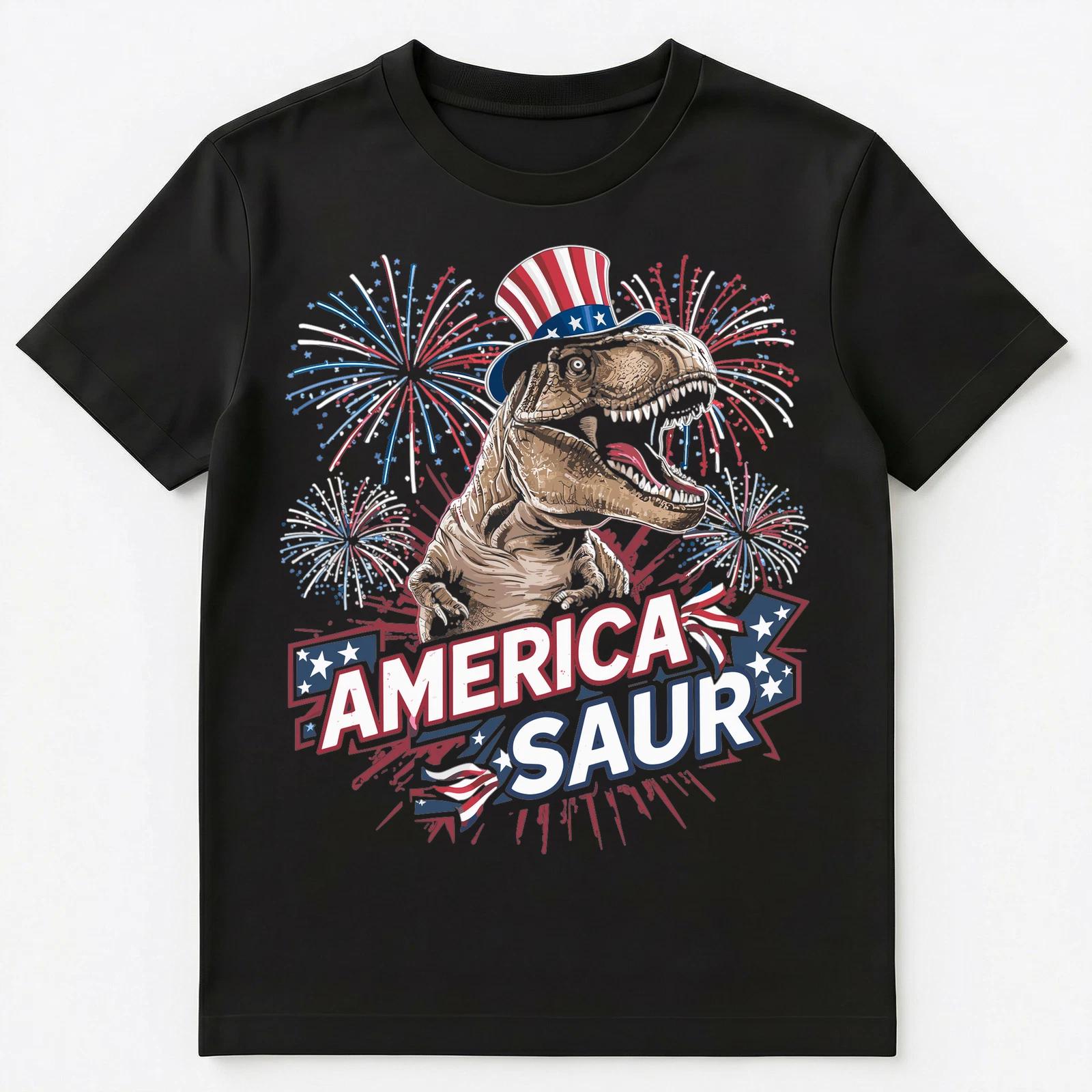 Funny T Rex Celebrating Independence Day Unisex T-Shirt L