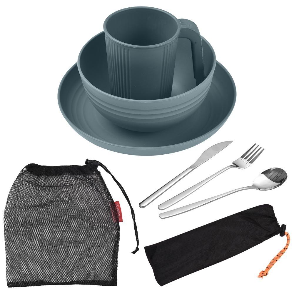 Lightweight Wheat Straw Dinnerware Portable Outdoor Picnic Set Durable Tableware Set  Picnic Use