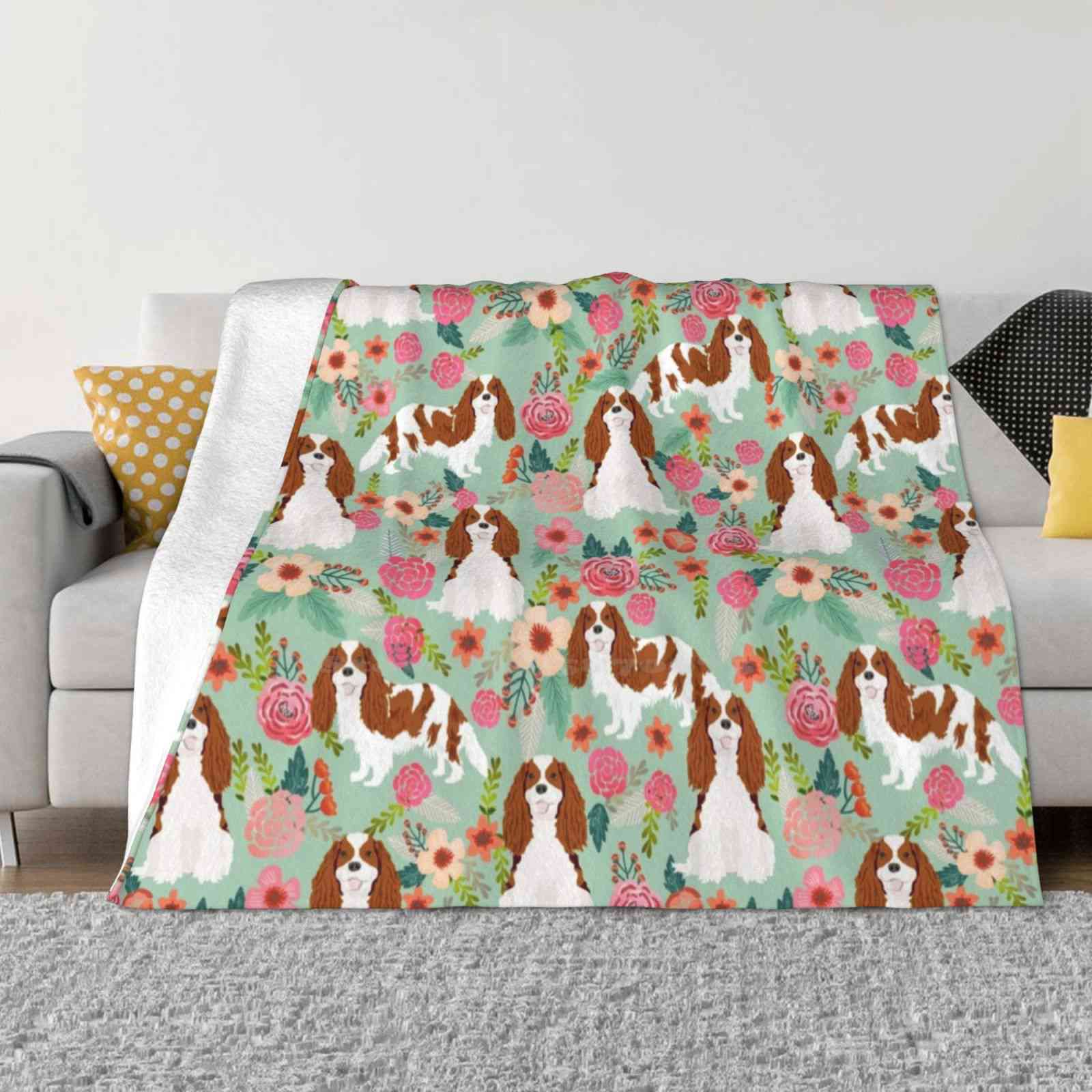 Бленхейм Кавалер Кинг Чарльз Спаниель Порода Собаки Цветочный Узор Подарки Топ Качество Удобная Кровать Диван Мягкое Одеяло Бленхейм 30x40in