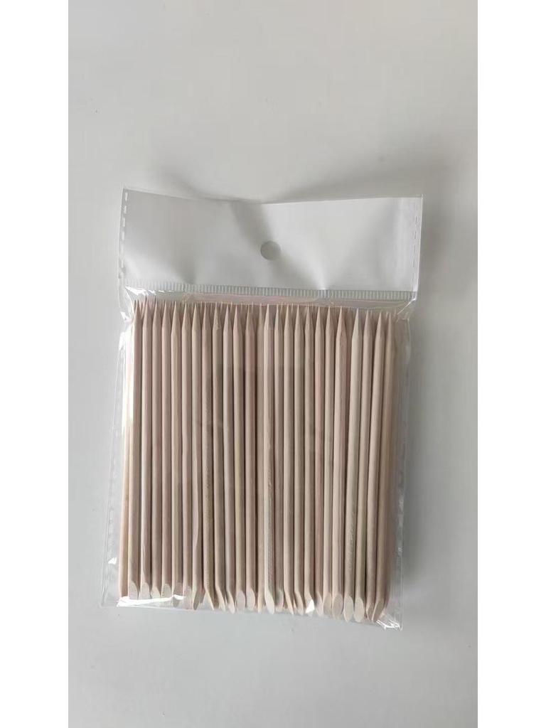 100-Piece Double-Head Wooden Nail Art Remover Sticks: Orange, Multi-Function, Embossing, and Dead Skin Remover