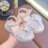 Sandalias de Niña Verano Zapatos de Princesa con Velcro de Suela Blanda para Niños Lazo Pequeño, Mediano, Grande Verano para Niñas