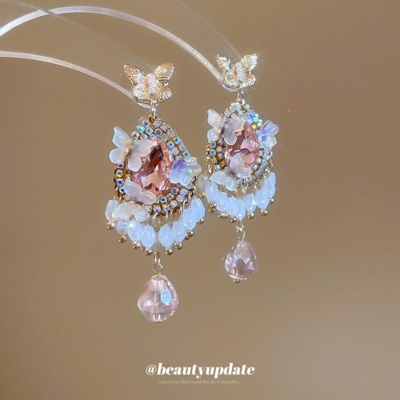 European and American Exaggerated Heavy-duty Crystal Tassel Earrings for Women, Elegant and Sophisticated Earrings, Trendy New Bestsellers