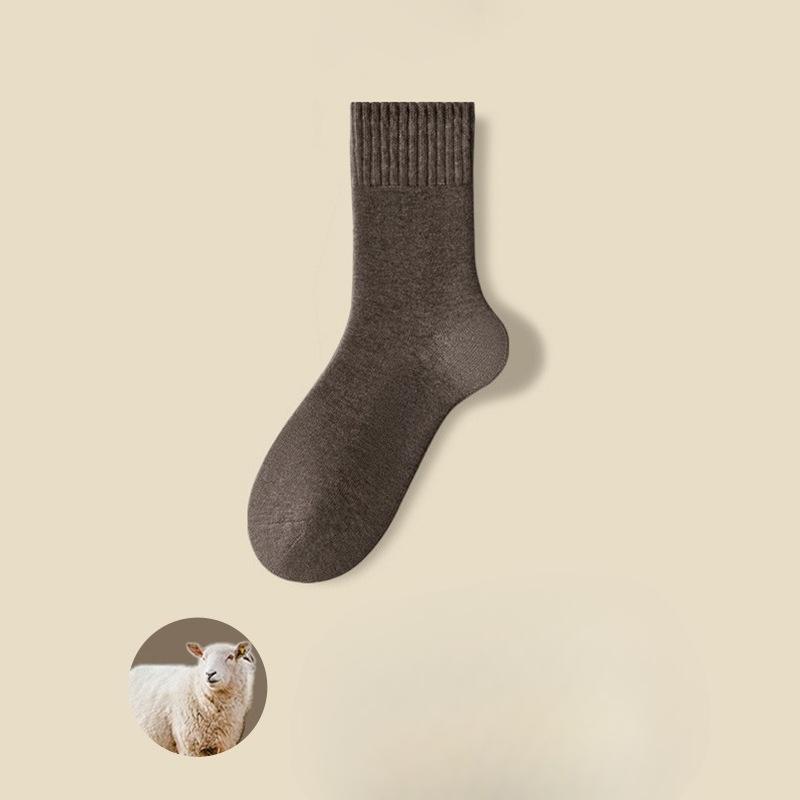 Woolen Socks for Men, Heat Retention and Warmth, Solid Color Mid-calf Socks, Warmth Retention Without Bulkiness, Floor Socks, Winter Socks