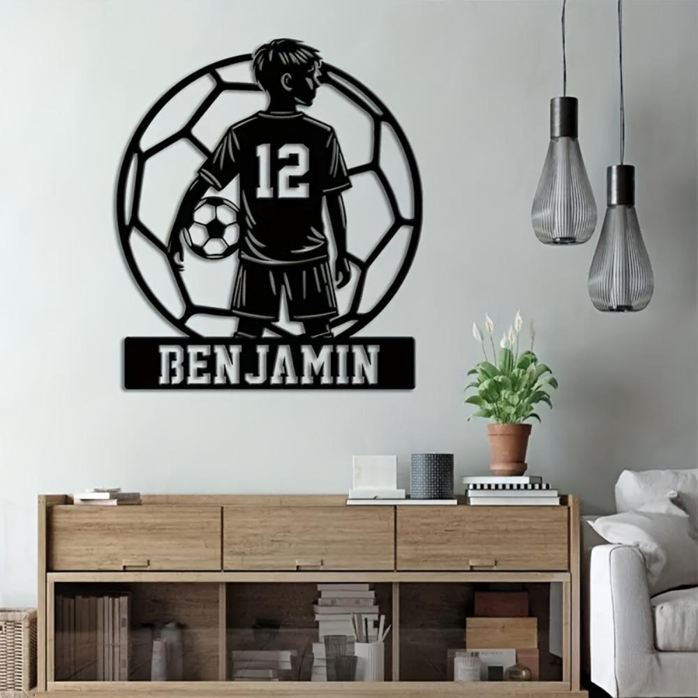 Cartello Nome Calciatore in Metallo Personalizzato Decorazione Personalizzata per Porta e Parete Regalo per la Stanza dei Ragazzi
