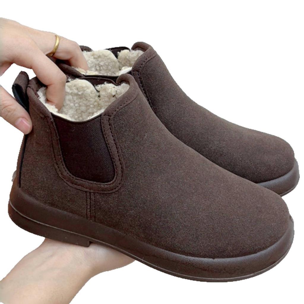 Winter velvet women's cotton shoes warm flat comfortable versatile short boots non-slip snow boots