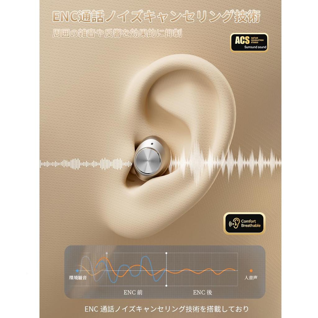 Bluetooth Wireless Earbuds Bluetooth Automatic Instant HiFi Deep Bass Sound Comfortable Up to 60 Hours of Fast ENC Noise Fully Volume Binaural or