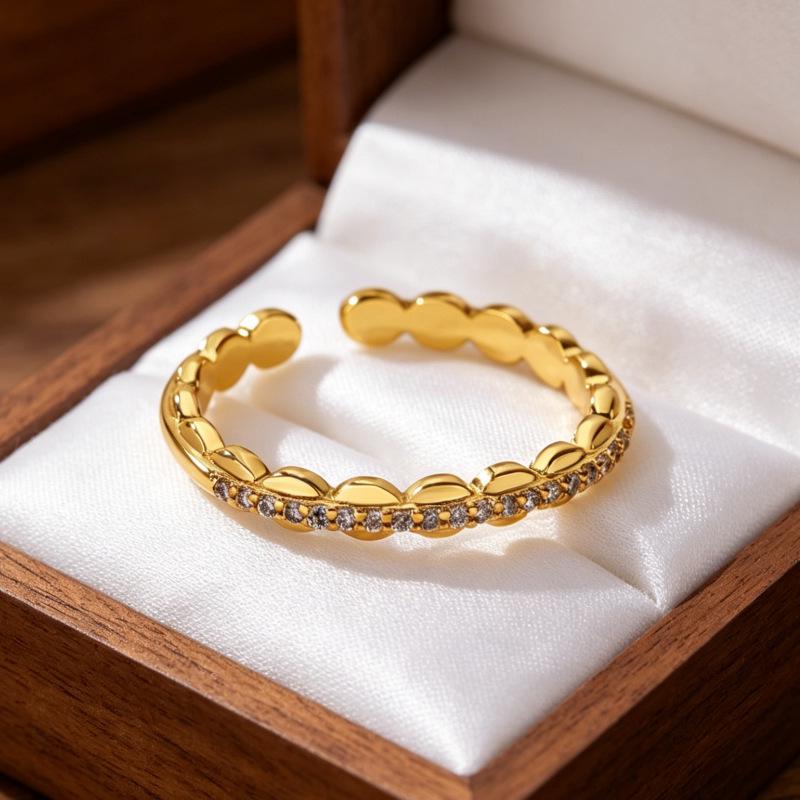 Elegantný otvorený prsteň so zirkónmi pre ženy - Štýlový, ľahký dizajn na každodenné nosenie