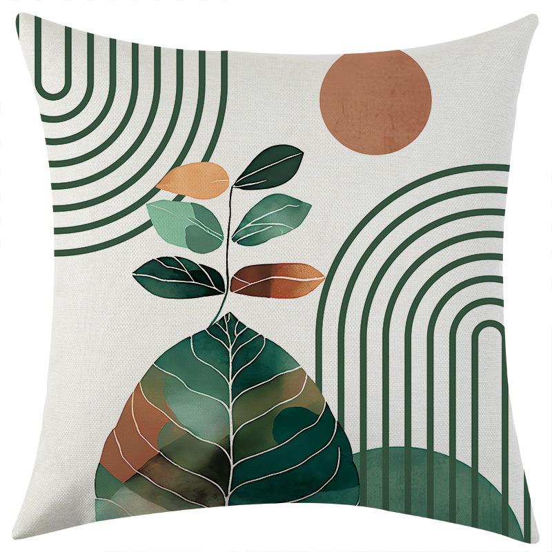 New Geometric Striped Abstract Floral Linen Pillow Cover Car Sofa Lumbar Pillow Cushion