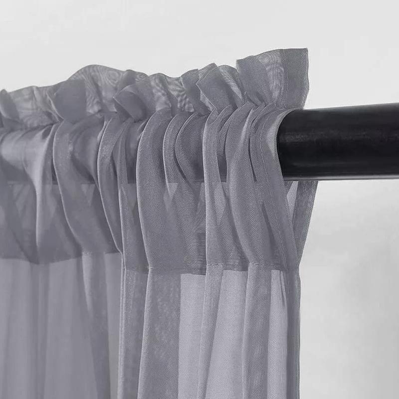 1Pc Cafe DIY Window Drapes Net Voile Weave Tier Tulle Kitchen Polyester Short Sheer Curtains