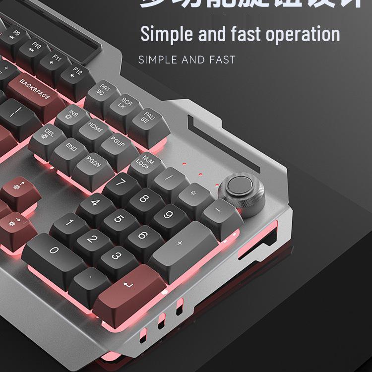 Men's Esports Three-Piece Set: Wired Metal Mechanical Keyboard, Mouse, and Headset for Gaming.