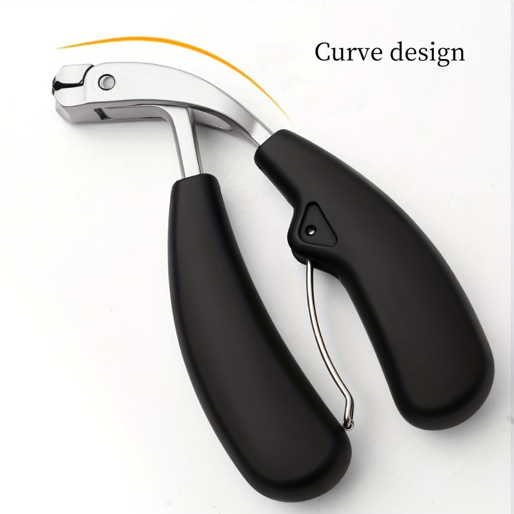 Nail Clipper Modern Style Stainless Steel Blade Concave Face Wide Opening Splash Resistant, Long Handle, Curved Cornea Trimmer for Thick Toenails