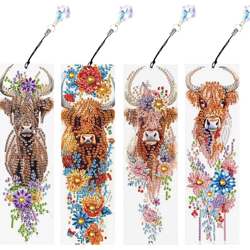 4Pcs DIY with Butterfly Pendants Diamond Painting Art Bookmarks Gift for Book Lovers Mosaic Art Supplies
