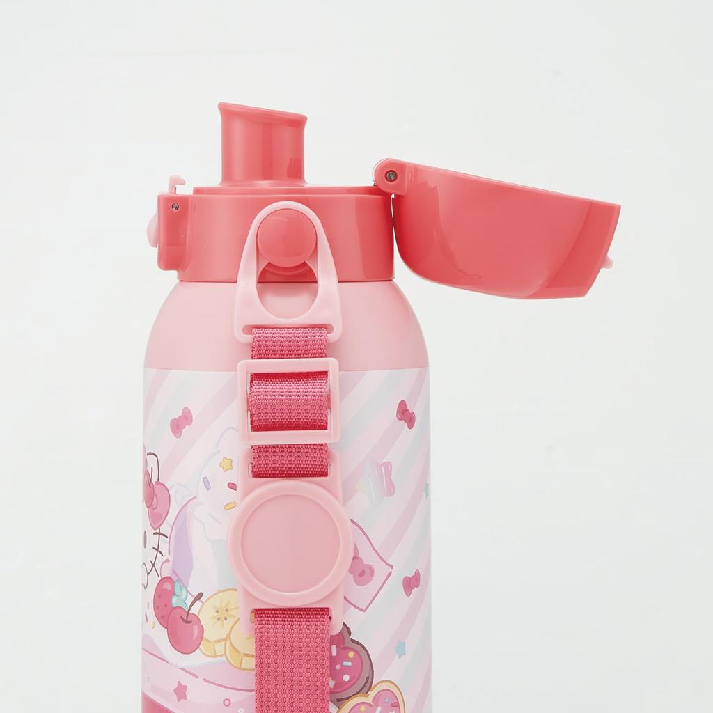 Skater Water Direct Sanrio Hello Kitty Fancy Snacks Stainless Sports Water Children's Bottle, 600ml, Drinking, & Weets, Girls', Insulated, Steel,