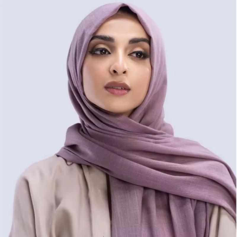 Solid Cotton Bamboo Hijab Scarfs For Women Tassel Solid Crinkle Turban Femme Musulman Good Stitching Woman'S Hijabs Wraps Choice