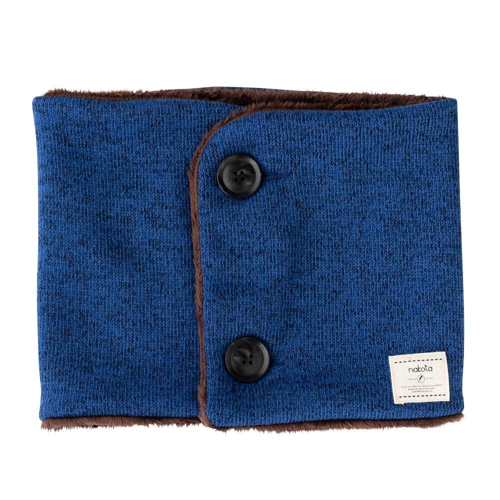 Nakota Buttoned Mixed Heather Neck Winter Snood Scarf for Men and Navy Size L Micro-Boa Warmer, Antibacterial, Odor-Resistant, Women, Blue,
