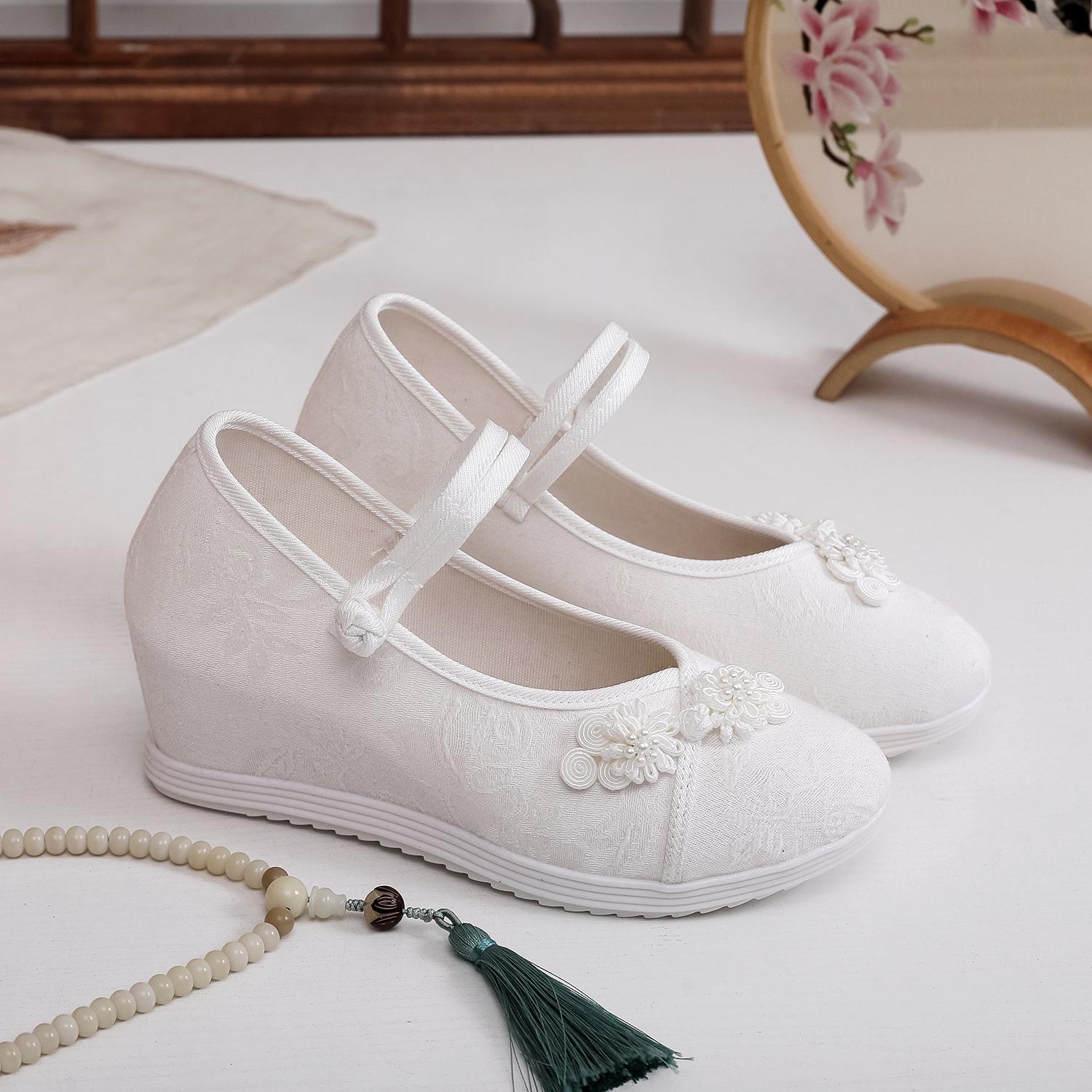 

Женские туфли-клинья из ткани Ханфу 7 см - Весенне-летний стиль Дзен с вышивкой Size 37