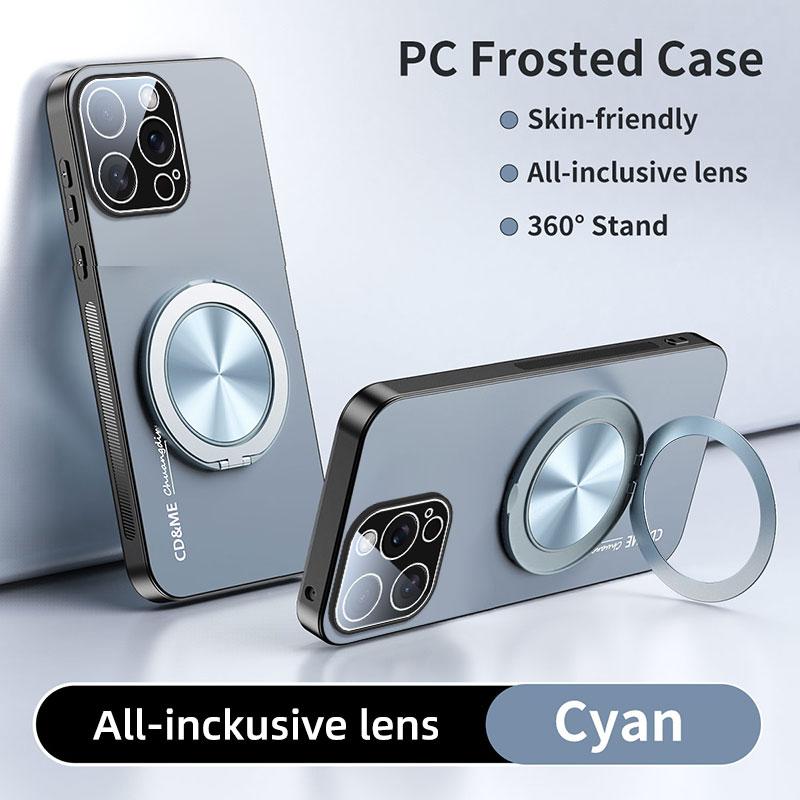 Luxury AG Matte Case For iPhone 17 Air 16 15 14 13 Pro Max 16Pro Magnetic PC Frosted 360 Degree Bracket Stand Protective Cover