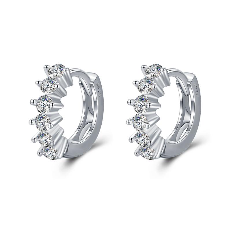 

Real 925 Sterling Silver Dazzling Elegant Fashion Multiple Diamonds Hoop Earrings For Women Wedding Statement Jewelry