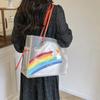 Summer bag 2025 new fashion pvc transparent jelly bag sweet girl large capacity versatile tote bag tide