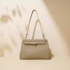 New High-end Fashion Cowhide Lock Armpit Bag Commuter Leather Portable Messenger Bag