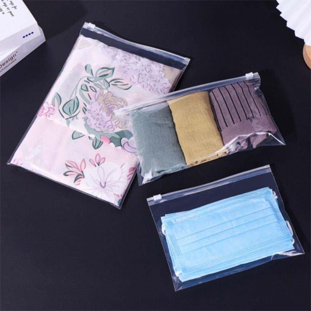 50pcs/set Portable Plastic Ziplock Bag Reusable Transparent Storage Bag Multi-Purpose Luggage Organizer Clothing Storage
