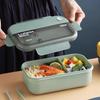 Japanese-Style Divided Microwave Lunch Box with Cutlery