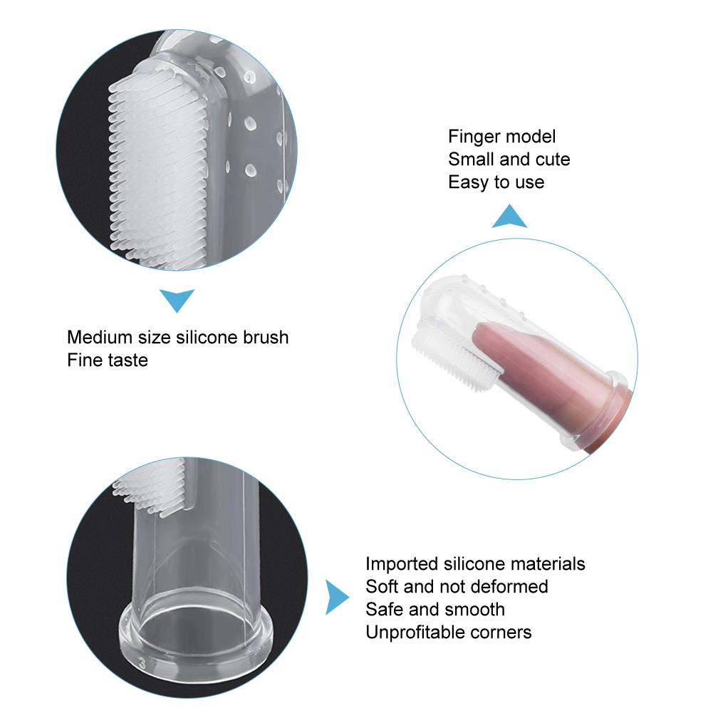 10pcs Baby Finger Toothbrush Infant Silicone Soft Finger Toothbrushes for NewbornTransparent Shell