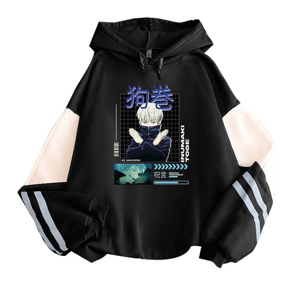 Inumaki Toge Grafik Hoodies Anime Jujutsu Kaisen Vintage Oversized Kapuzenpullover Hip Hop Langarm Baumwoll Hoodie Herren Damen Kleidung