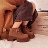 Big head British style retro short boots for women 2025 new autumn thick-soled heightening Maillard brown Martin boots for women