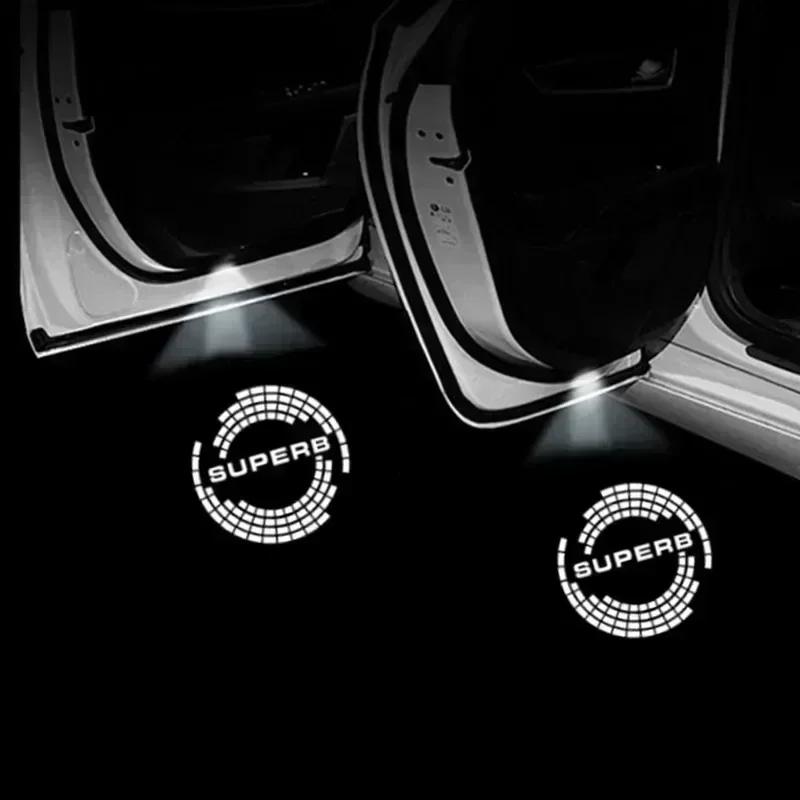 Autotür Willkommens-Laserprojektor Logo Geister Schatten Nachtlicht Auto Höflichkeitsleuchte Kit Für Skoda Superb 2 MK2 Superb 3 2009-2024