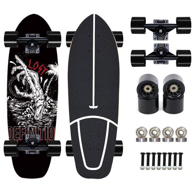 Thailand Maple Big Fish Board Single Upturned Skateboard Walking Board Land Surfboard Brush Street Board Four