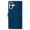 For iPhone 17 Leather Case Imprinted Checkered Pattern Wallet Stand Flip Phone Cover