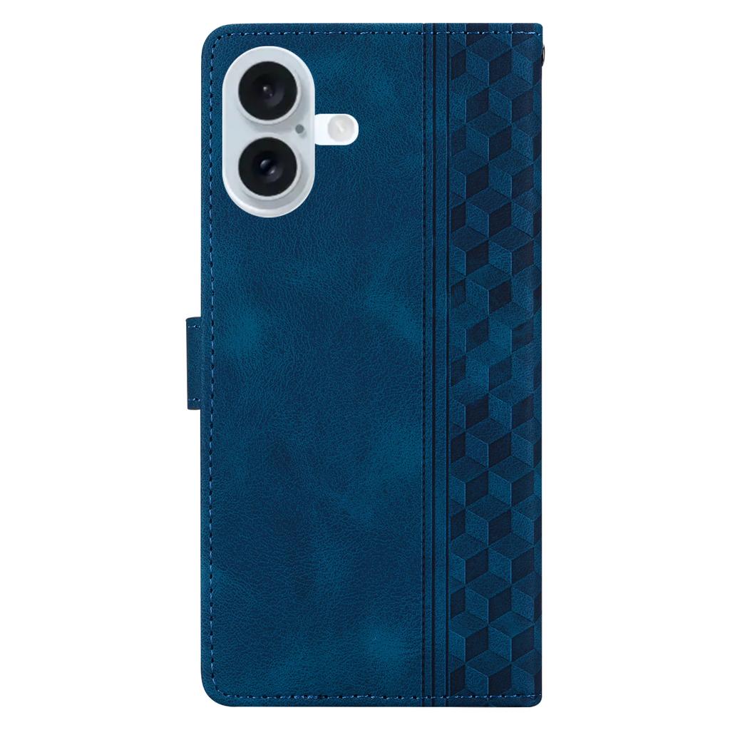 For iPhone 17 Leather Case Imprinted Checkered Pattern Wallet Stand Flip Phone Cover