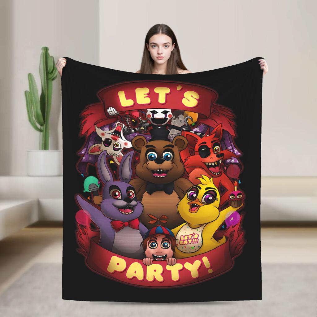 FNAF At Freddys Let's Party Blanket Velvet Autumn/Winter Multifunction Super Warm Throw Blanket for Sofa Office Bedspread