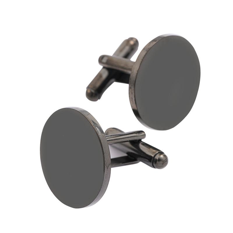 Stainless Steel Round Cufflinks for Men's Shirts (15mm)