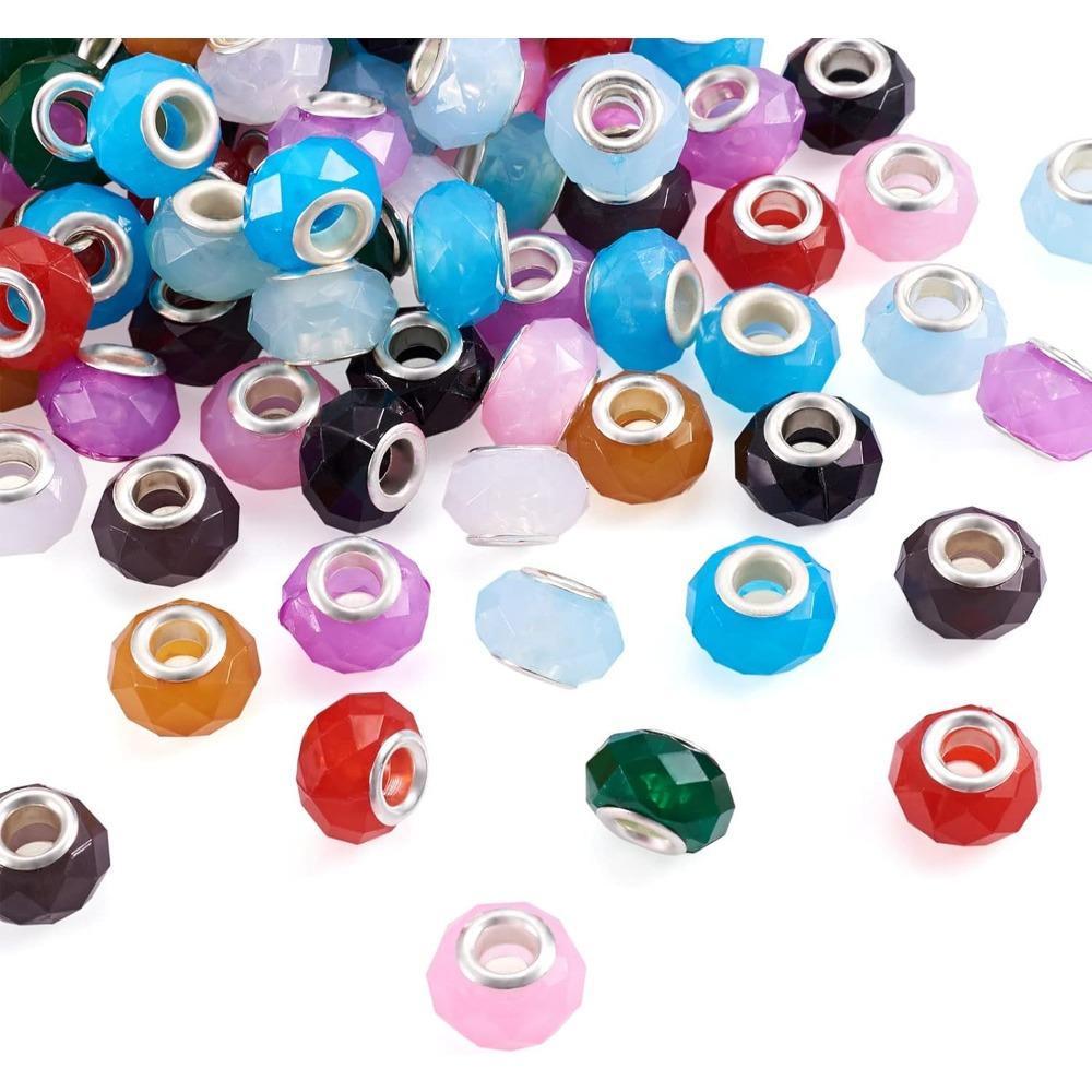 

12/30/60 шт. Европейские бусины с большим отверстием 5 мм, разноцветные подвески из смолы, свободные разделители, случайные для браслетов, цепочек-змей, ювелирных изделий своими руками 12pcs разноцветный