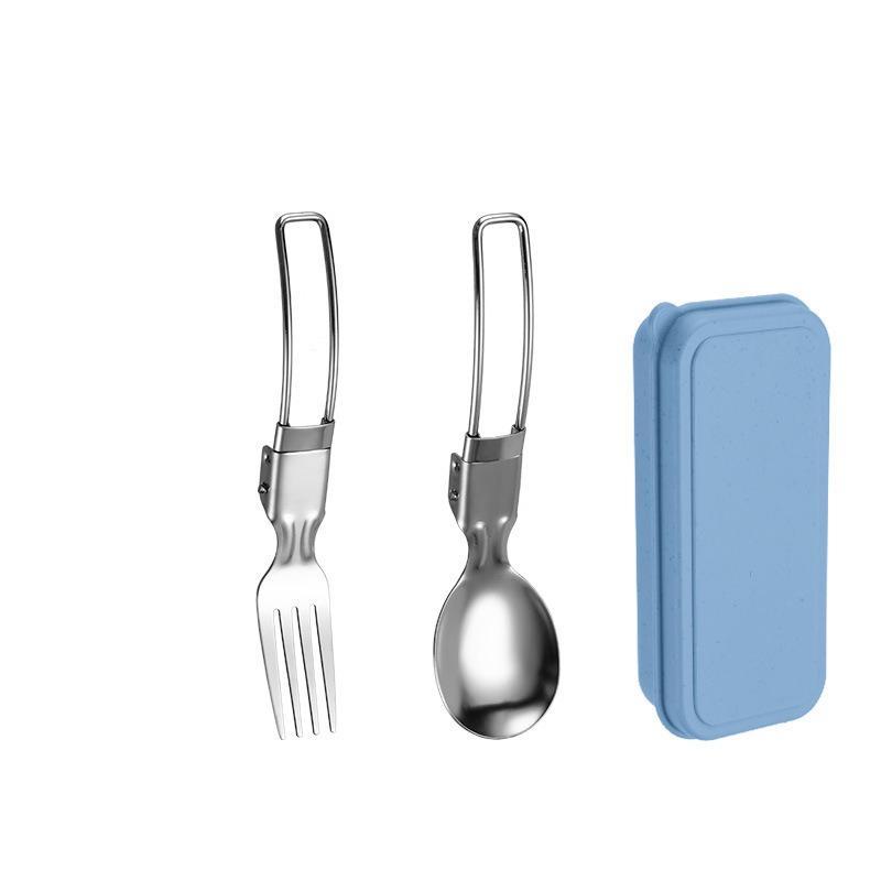 1 Set Folding Tableware Stainless Steel Student Outdoor Picnic Portable Steak Knife Fork Spoon Tableware Set